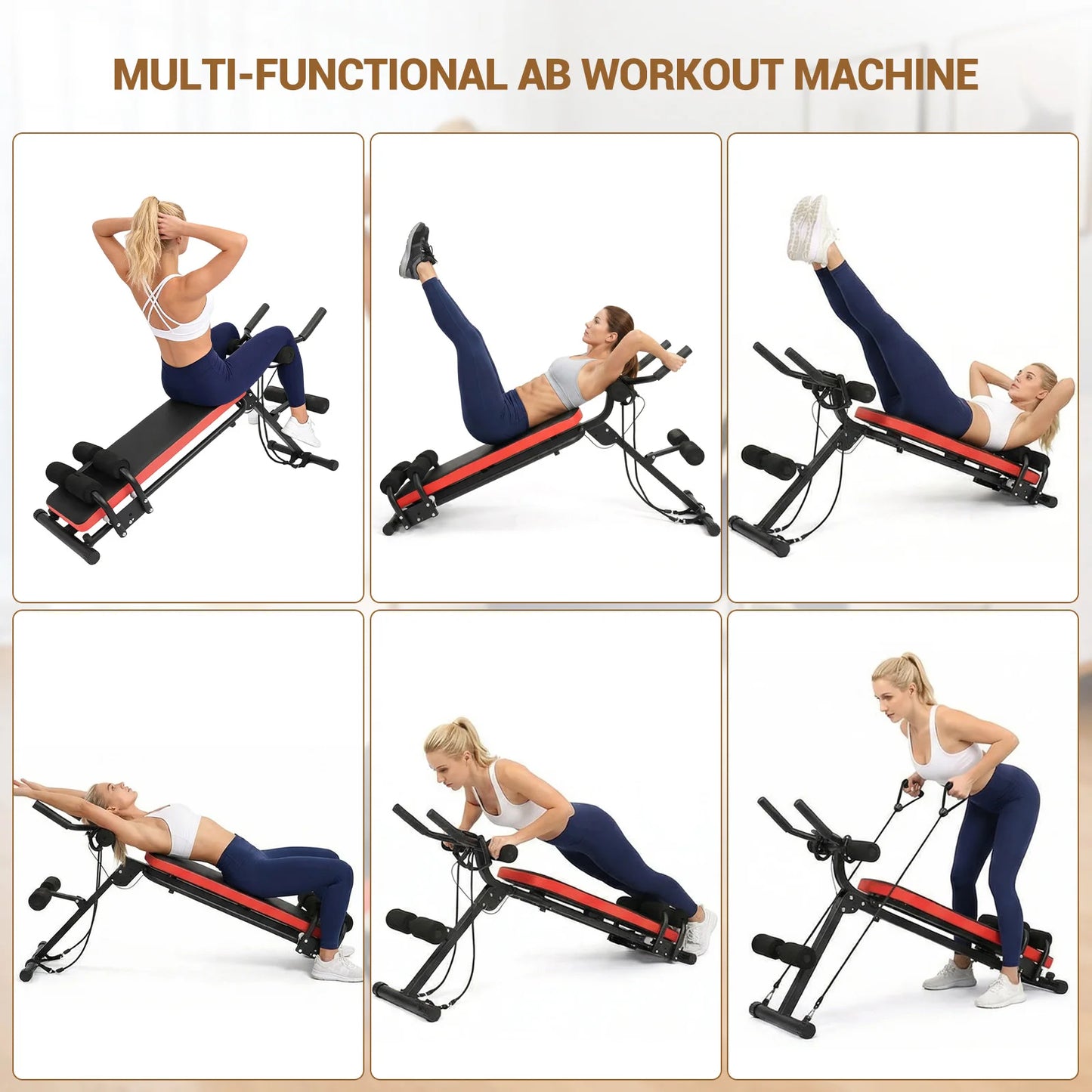 2-in-1 Adjustable Ab Bench Glider with LCD Display Foldable Core Abdominal Trainer Multi-Function Workout Equipment for Home Gym