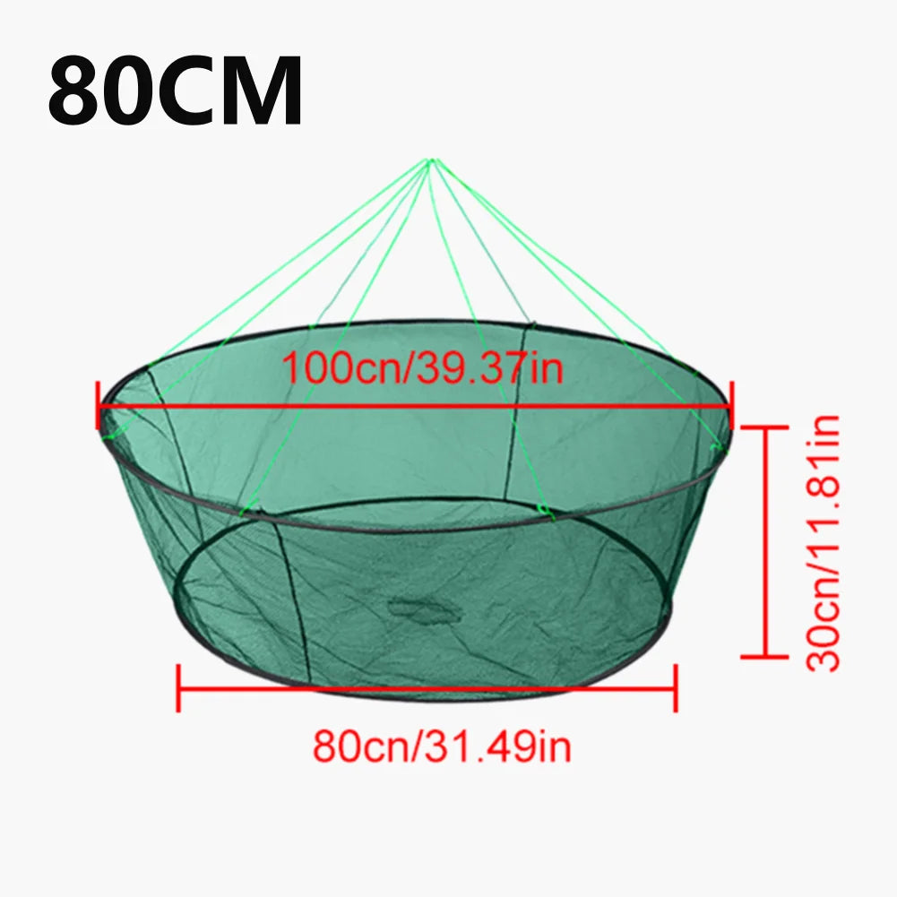 Portable Foldable Fish Net Net Folded Fish Mesh Baits Trap Cast Crab Shrimp Cage Fishing Gadgets Mesh Fish Tool