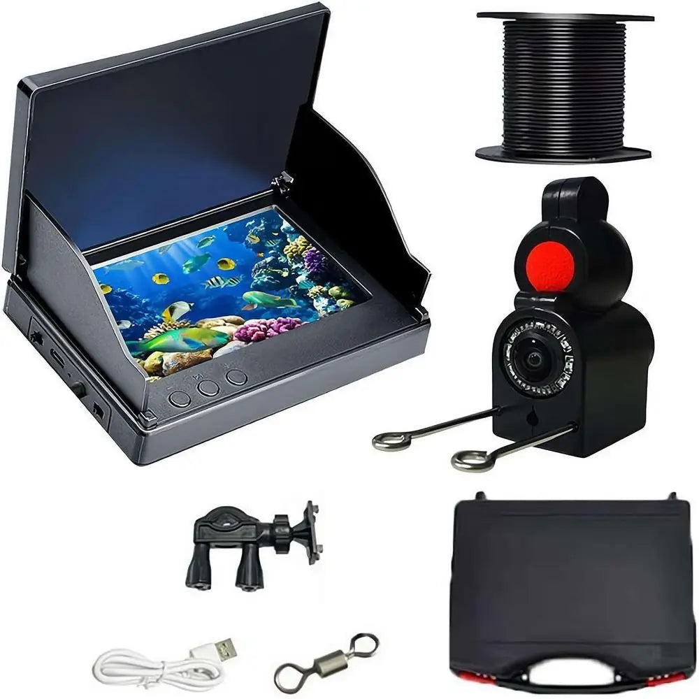 Waterproof Fish Finder Camera, Ice Fishing Fish Finder with 220° Wide-Angle Lens, Night Vision, Wide Angle Fishing Monitor Under