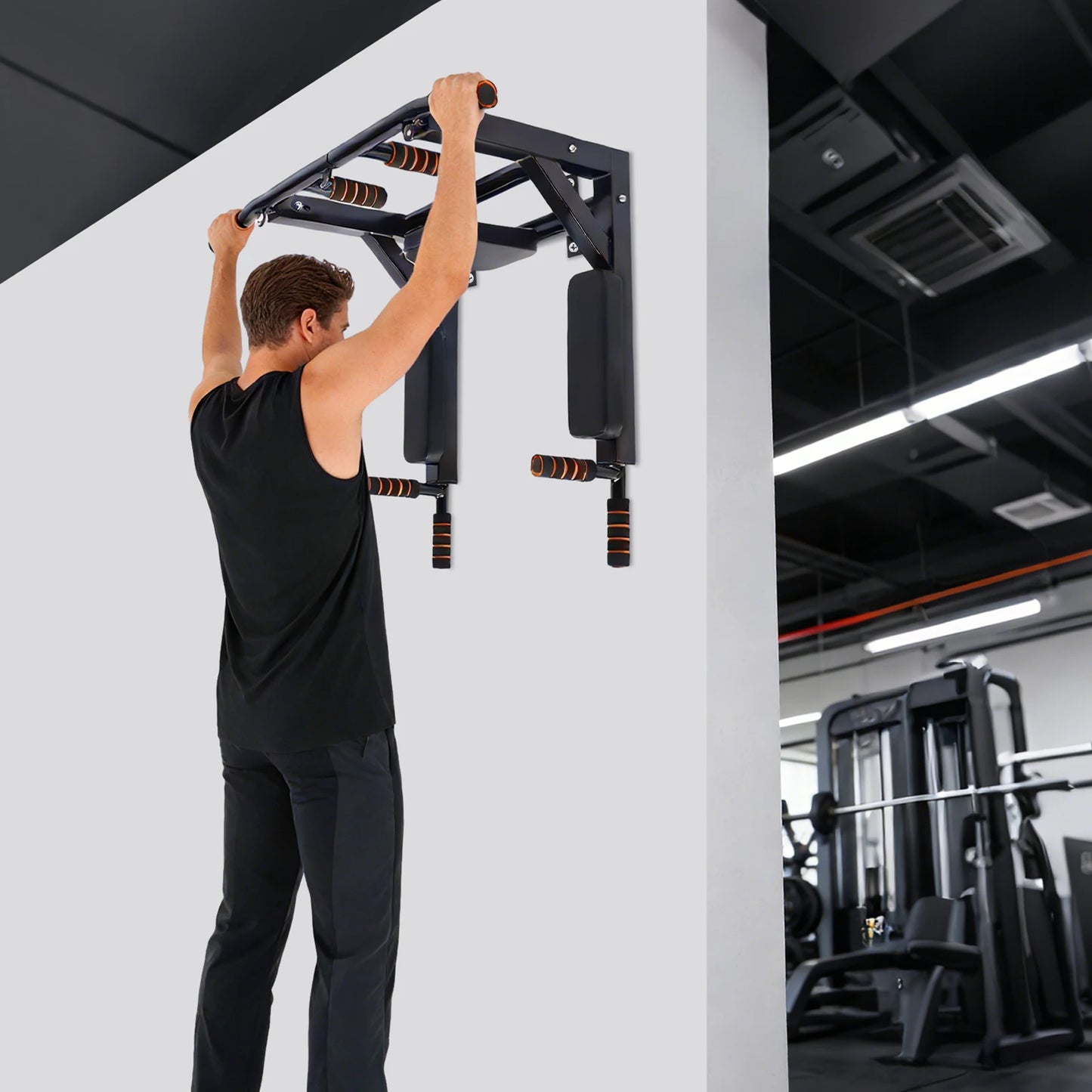 Wall Mounted Pull Up Bar Chin Up bar Multifunctional Dip Station for Indoor Home Gym Workout Training Equipment