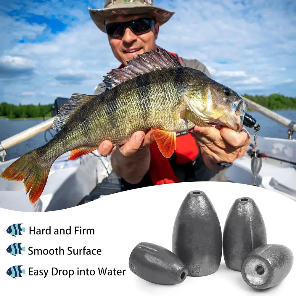 Bass Fishing Sinkers: Bullet, Flipping, Punching & Carolina Rig Weights - Freshwater & Saltwater Use 1/8, 3/16, 1/4, 3/8 oz
