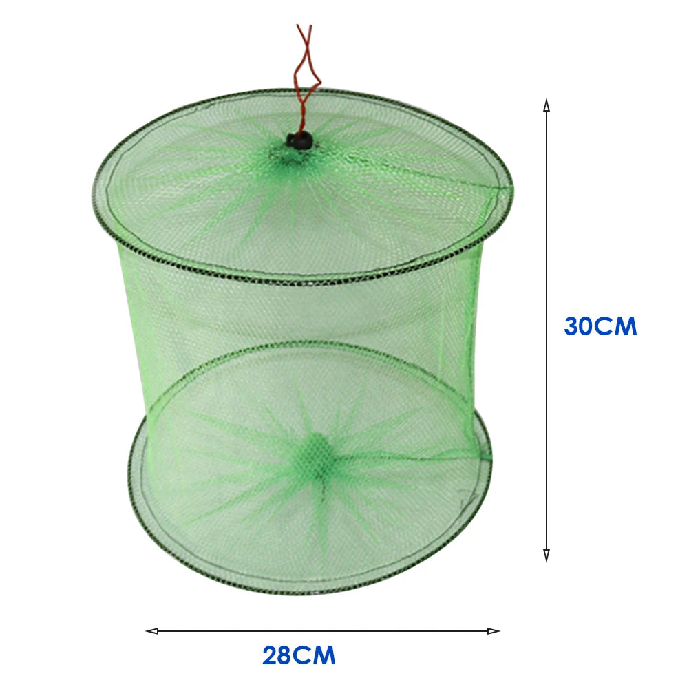 Foldable Nylon Fish Crawdad Crab Trap Net Basket Outdoor Fish Guard Nets Mesh