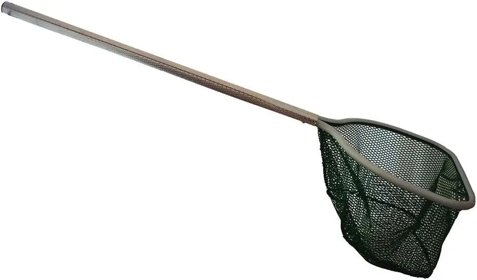 Premium Landing Net with 26in Handle, 12x10in Mesh, Black and Grey for Fishing