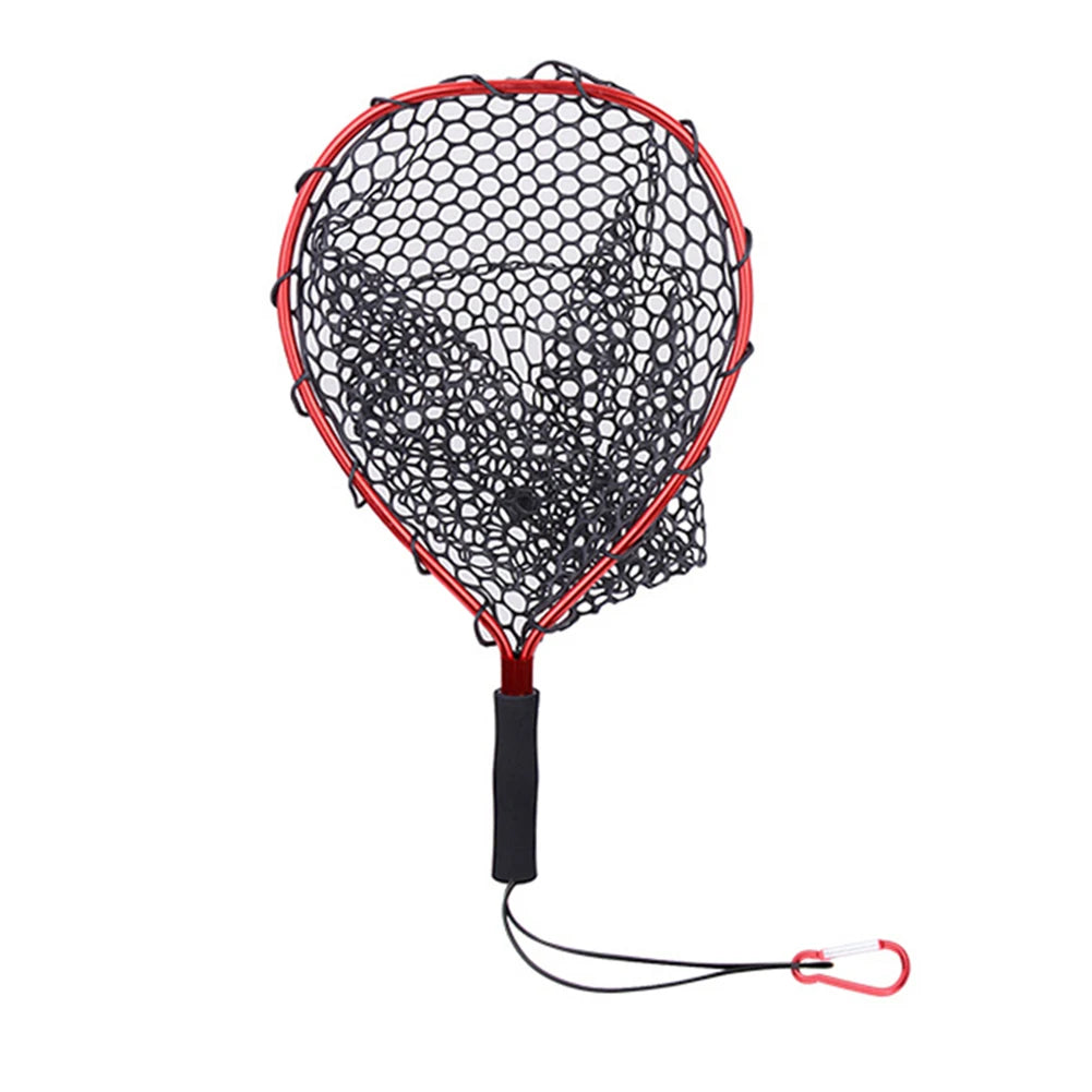 Aluminum Alloy Fishing Net Fly Fishing Net Soft Rubber Mesh Catch and Release Net with Carabiner Fishing Gifts for Men