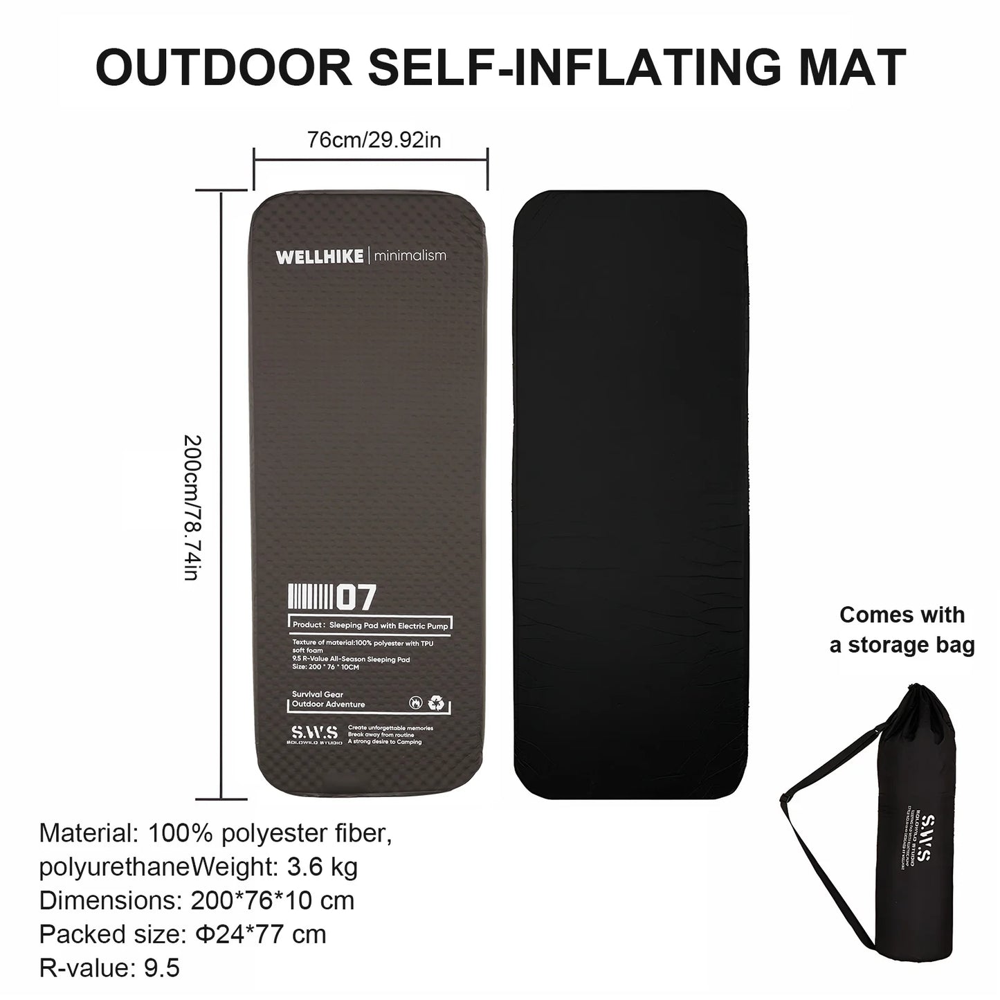Inflatable Sleeping Mat With Built-In Pump For Camping