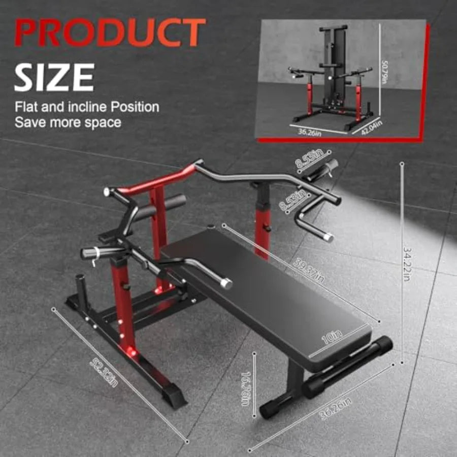 Foldable Chest Press Machine 1250LBS Upgraded with Independent Converging Arms Adjustable Height Space Saving Weight Bench for