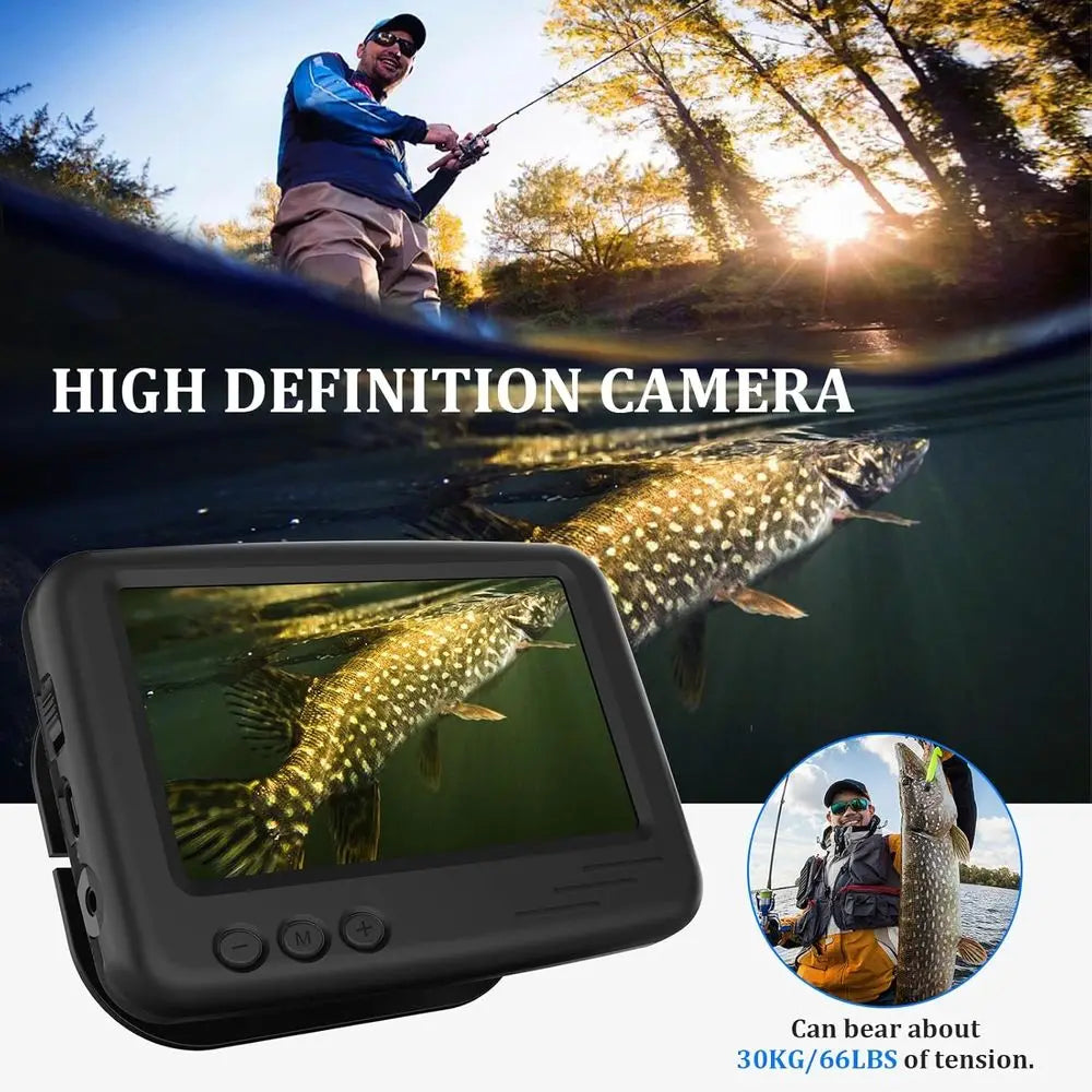 Underwater Fishing Camera, 4.3 Inch LCD, Infrared Night Vision, Wide Angle IP68 Waterproof Portable Fish Camera for Ice, Lake, B