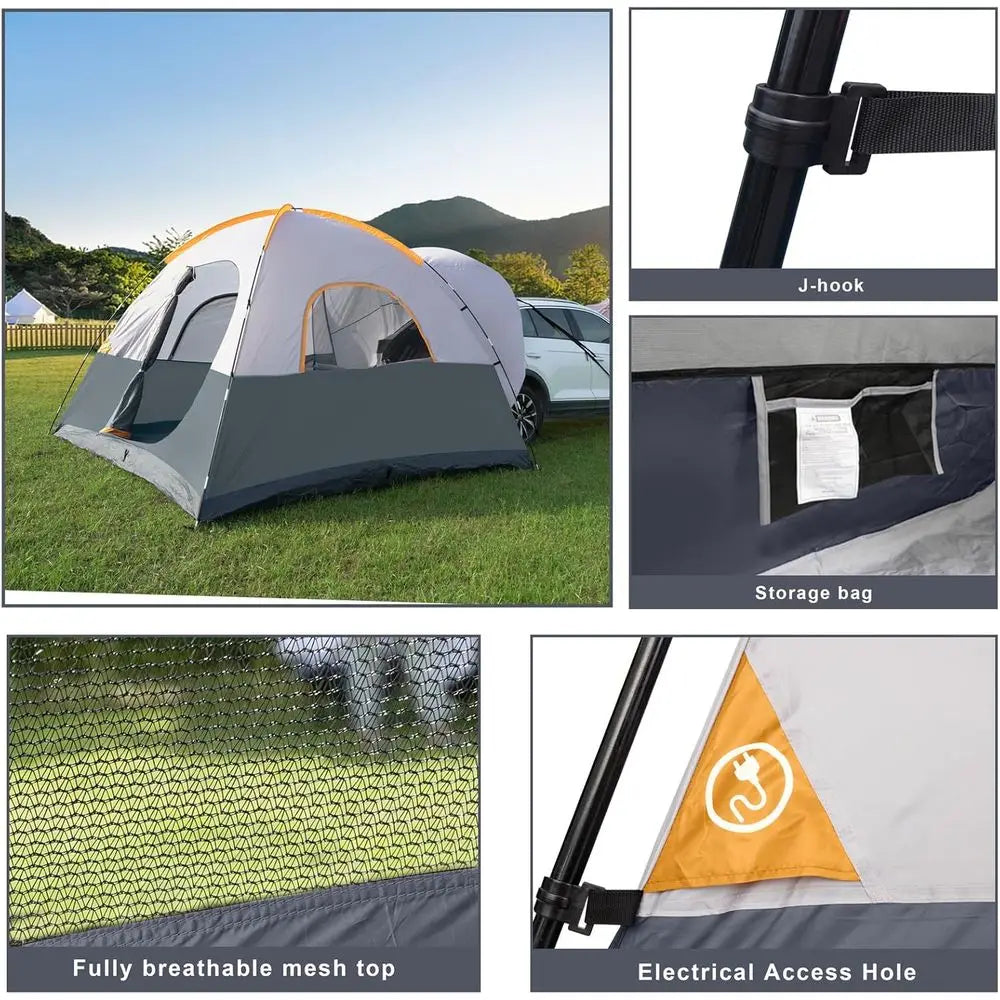 6 Person SUV Camping Tent, Easy Setup, Outdoor Car Tent with Rainfly, 10' x 10'