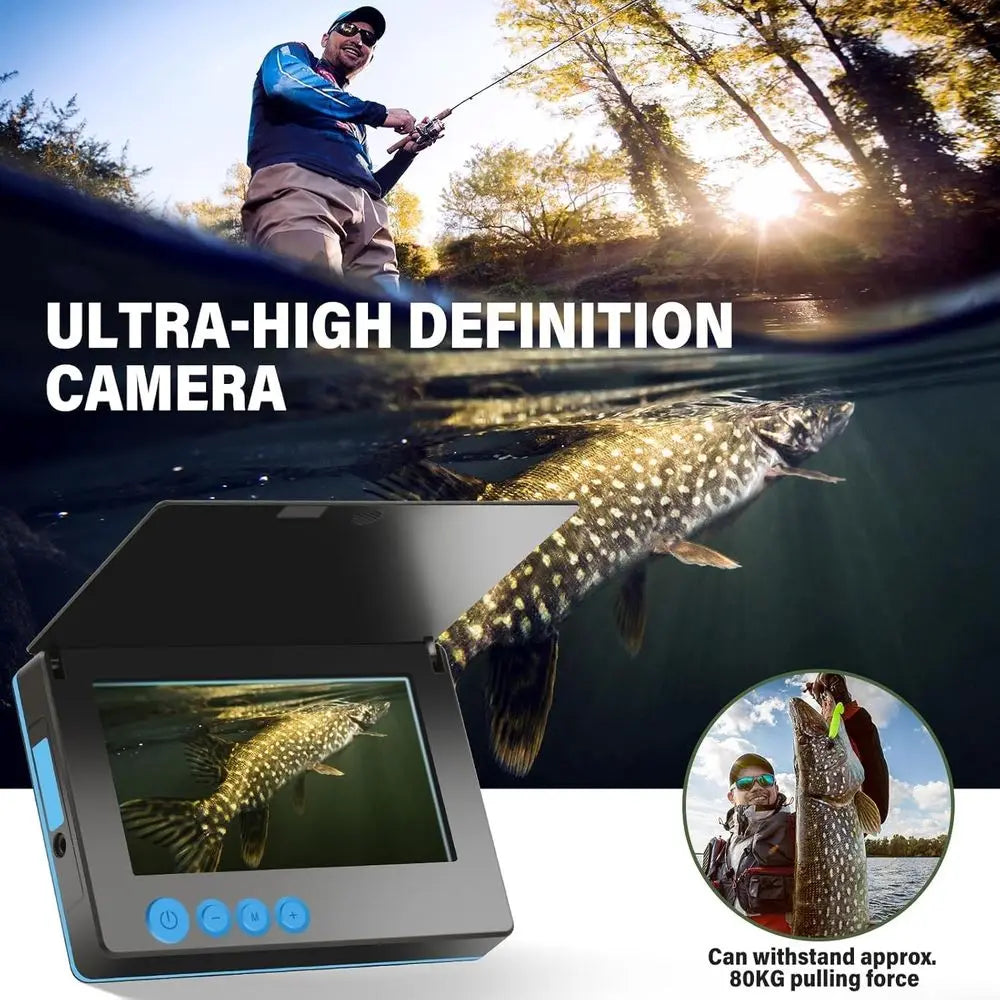 4.3 inch Fish Finder Underwater Fishing Camera, 8000mAh Li-Battery, Wide-Angle Infrared LED Night Vision Camera, Host IP65 Water