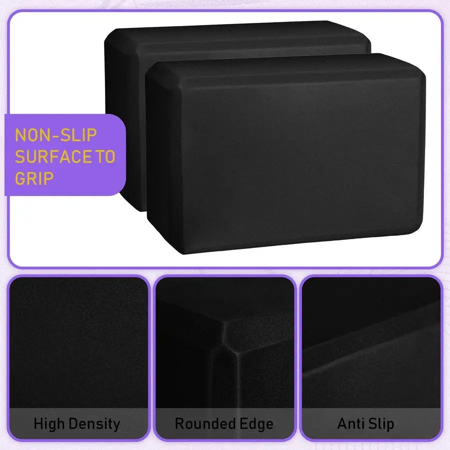 6 Pack Yoga Blocks 9 x 6 x 4 Inch Eva Foam Lightweight Non Slip Yoga Props for Yoga Pilates Stretching Meditation