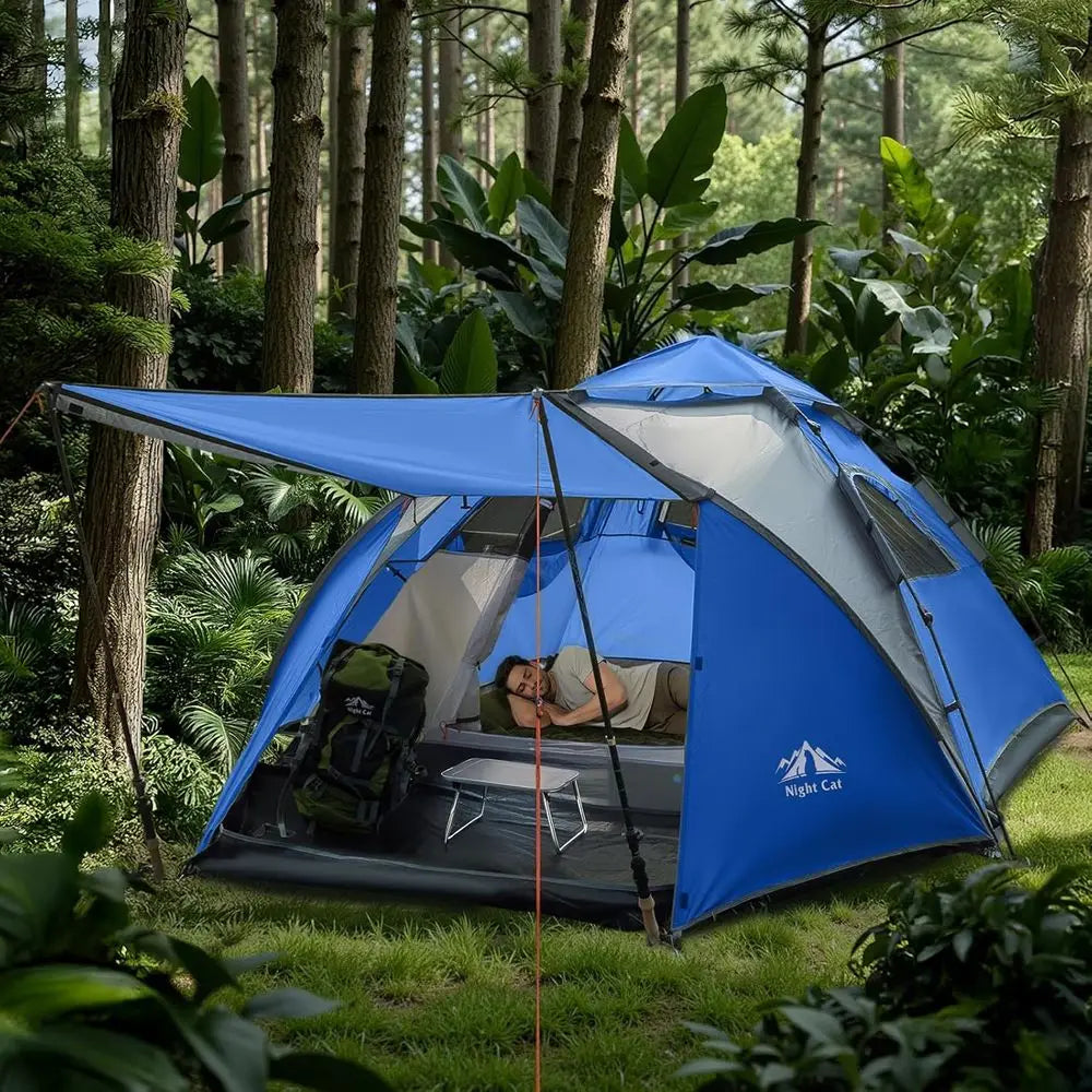 Quick Setup 2-3 Person Double Layer Waterproof Automatic Tent with Rainfly for Camping