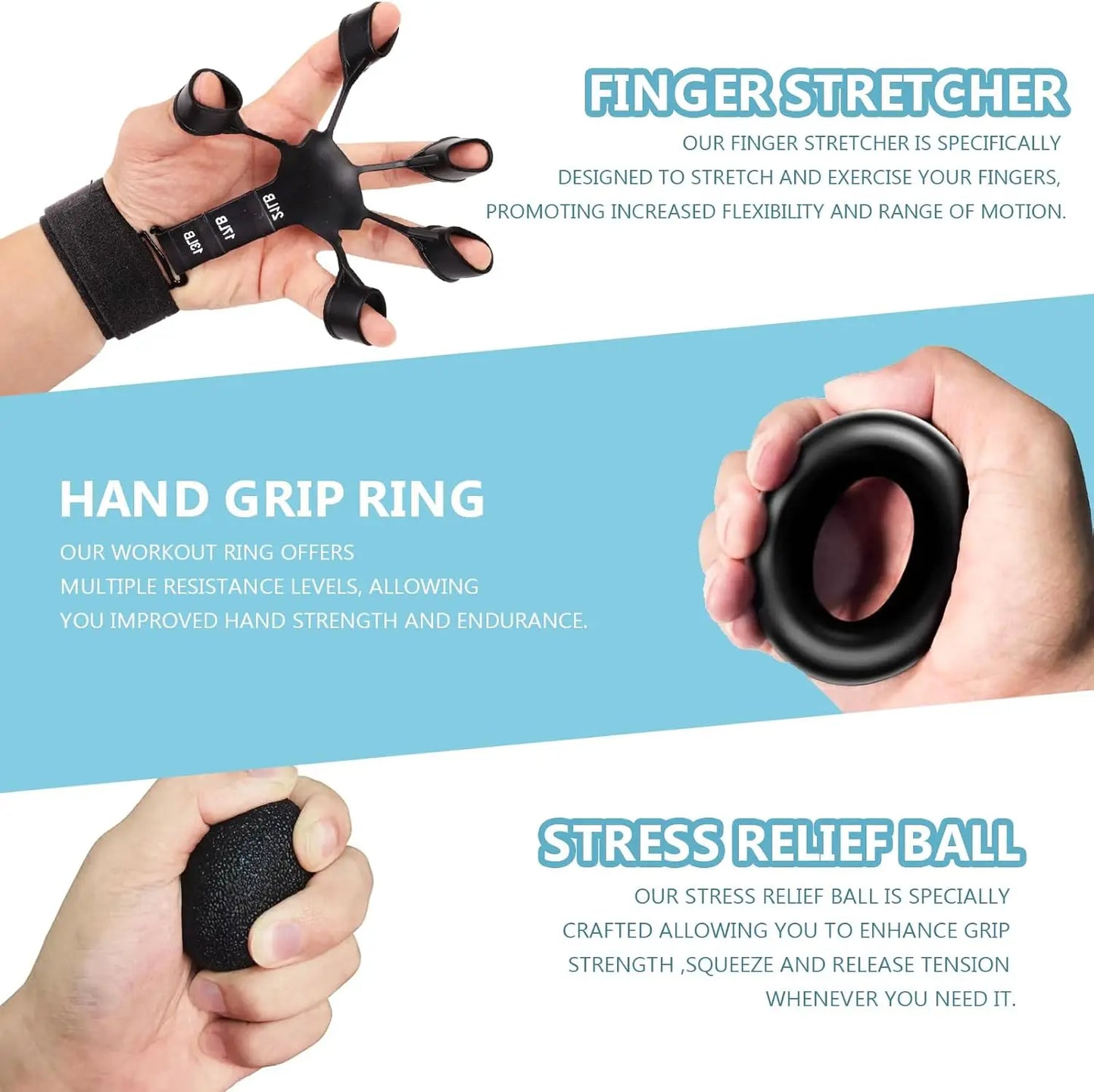 5-Piece Hand Grip Strengthener Kit for Forearm and Finger Exercise, Stress Relief, Muscle Building