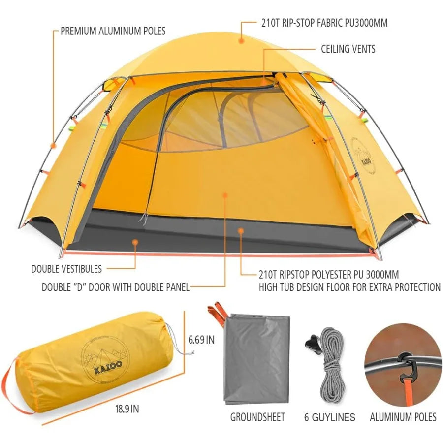Ultralight Waterproof Backpacking Tent For 1-2 Persons Aluminum Frame