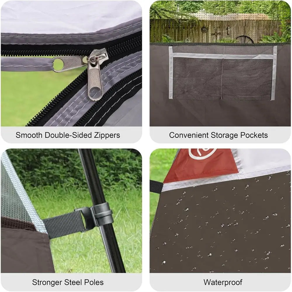 6-Person Waterproof & Windproof Double Layer Family Camping Tent with Easy Setup, Large Mesh Windows, and Wider Door