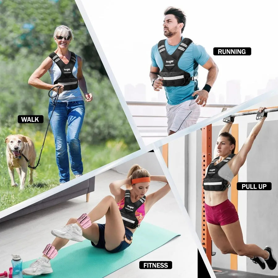 Adjustable Weighted Vest 11-20 lbs with Reflective Strip, Large Weight Vest for Strength Training for Men & Women
