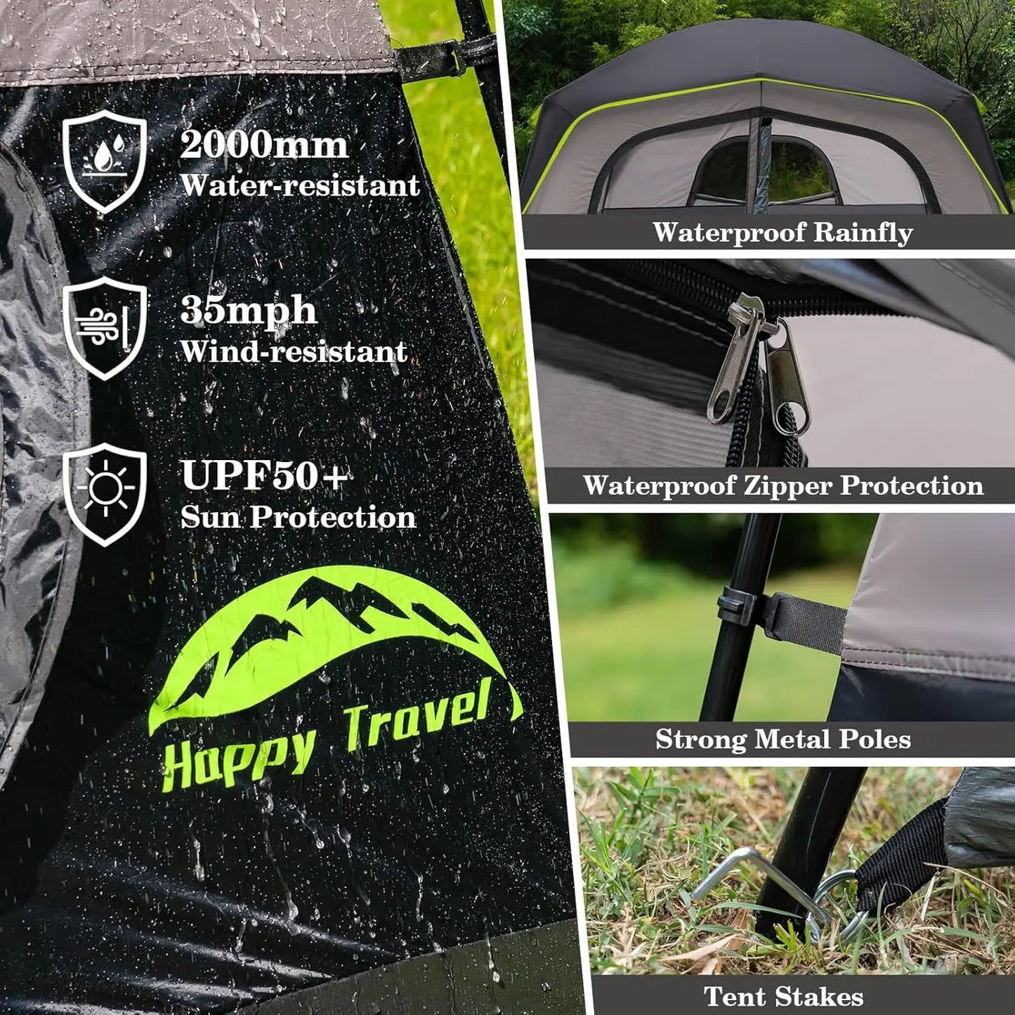 6-Person Waterproof Camping Tent, Easy Setup with Rainfly and Mesh Windows for Family Outdoor Adventures