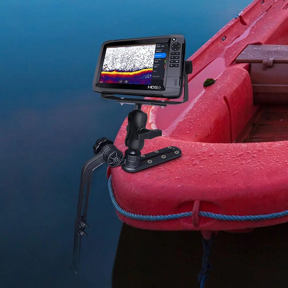 1.5" Ball Kayak Fish Finder Mount with Transducer Mounting Arm, Marine Electronic Mount Plate with Low Profile Track, Compatible