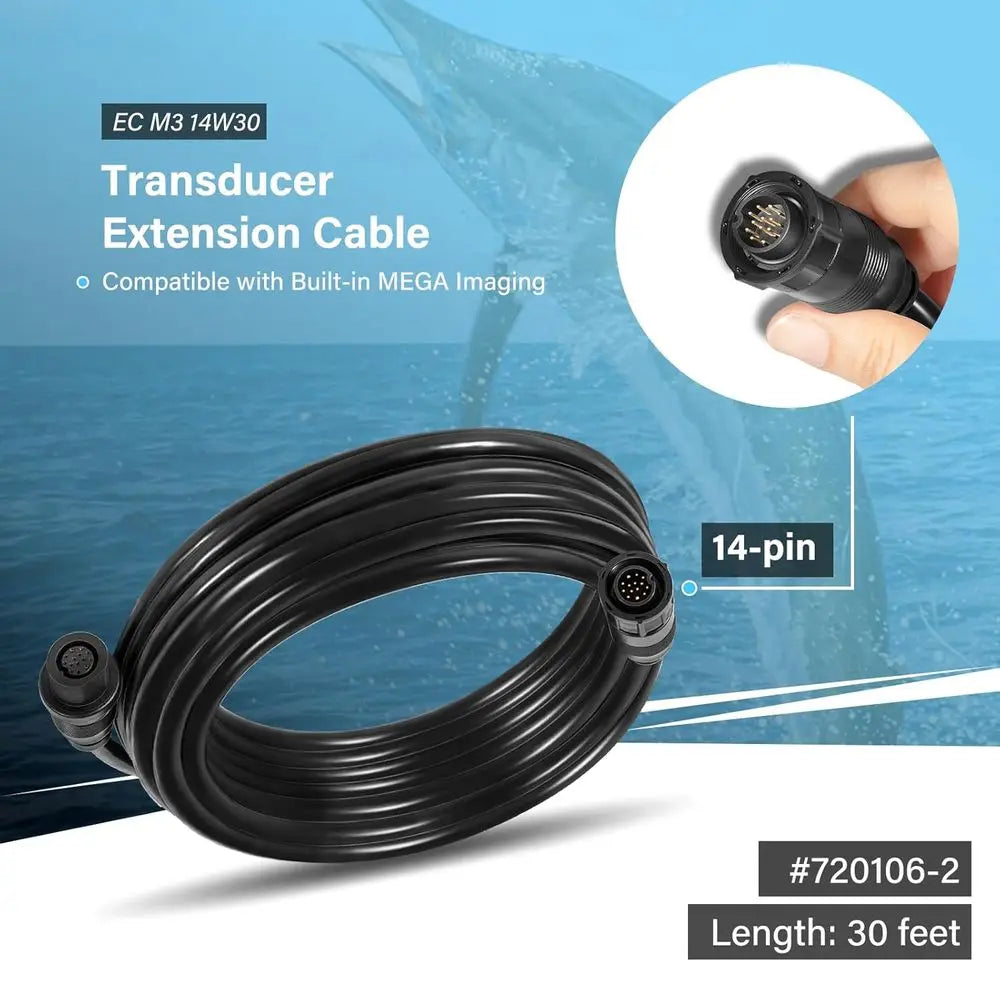 720106-2 EC M3 14W30 Transducer Extension Cable 14-pin Fit for Humminbird APEX XPLORE SOLIX and Onix Series Fish Finder Compatib