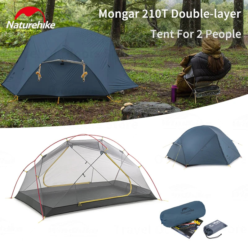Naturehike Mongar UL Camping Tent 2 Person Backpacking Tents 210T Ultralight Tent Waterproof Hiking Survival Outdoor Hiking Tent