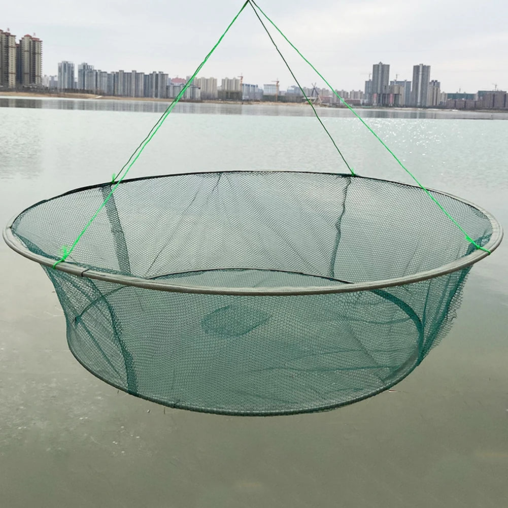Portable Foldable Fish Net Net Folded Fish Mesh Baits Trap Cast Crab Shrimp Cage Fishing Gadgets Mesh Fish Tool