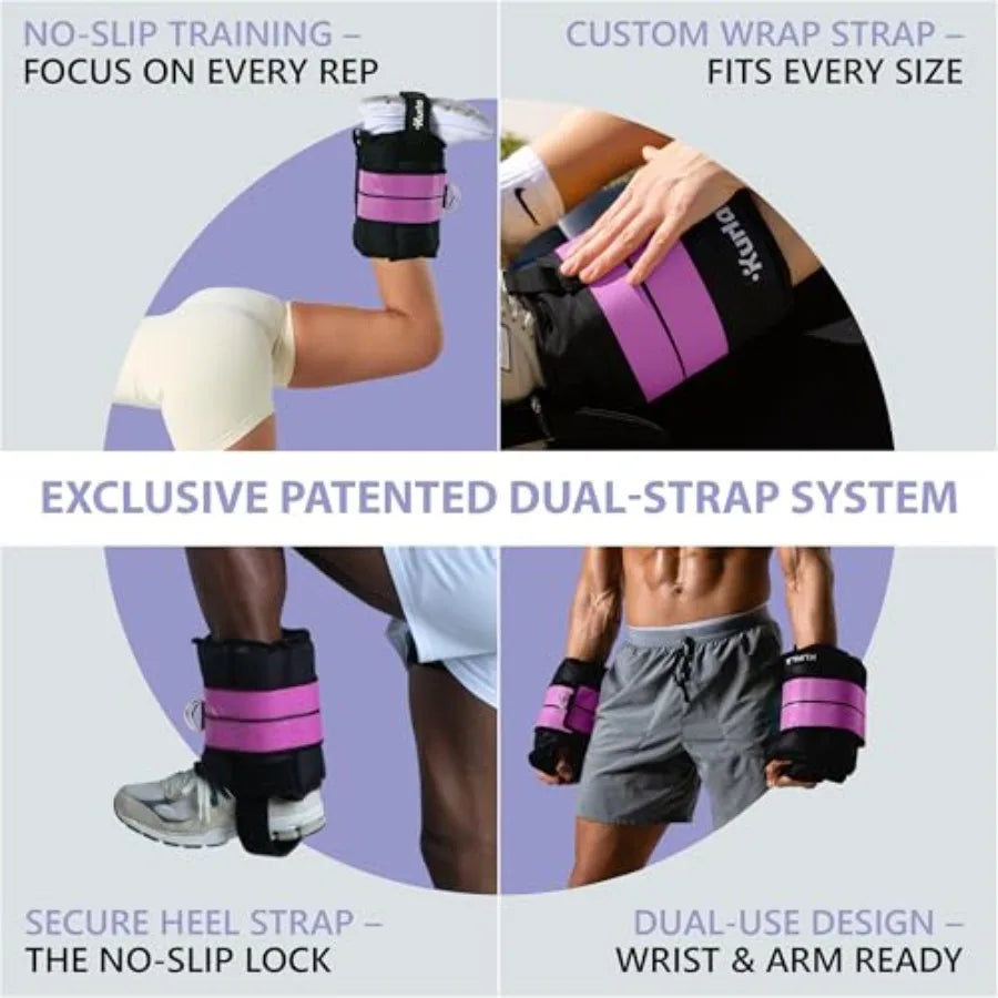 Ankle/Wrist Weights 440 lbs with Dual Strap System Heel Wrap Single Pair Bundle Options with Resistance Bands Handles for Home