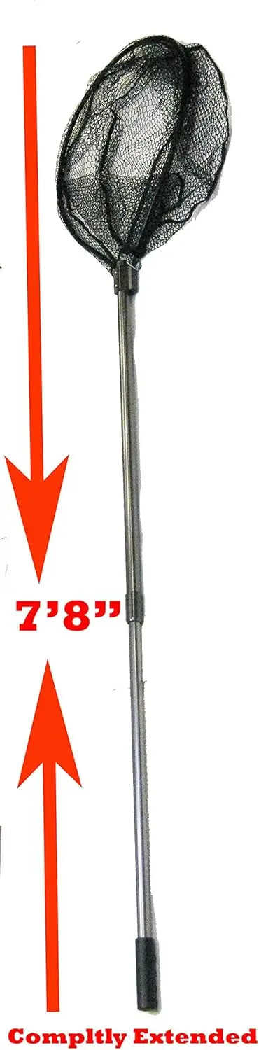 Large Retractable Aluminum Fishing Net, 7'8" Max Length, Lightweight & Durable