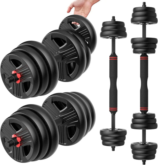 Adjustable Dumbbell Set 20-80lbs, Convertible Free Weights for Home Gym, Barbell & Kettlebell Exercises