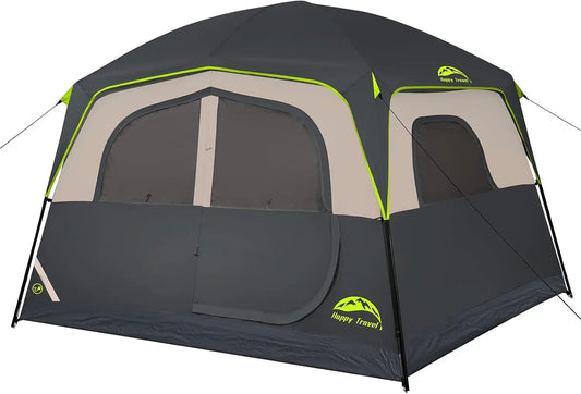 6-Person Waterproof Camping Tent, Easy Setup with Rainfly and Mesh Windows for Family Outdoor Adventures