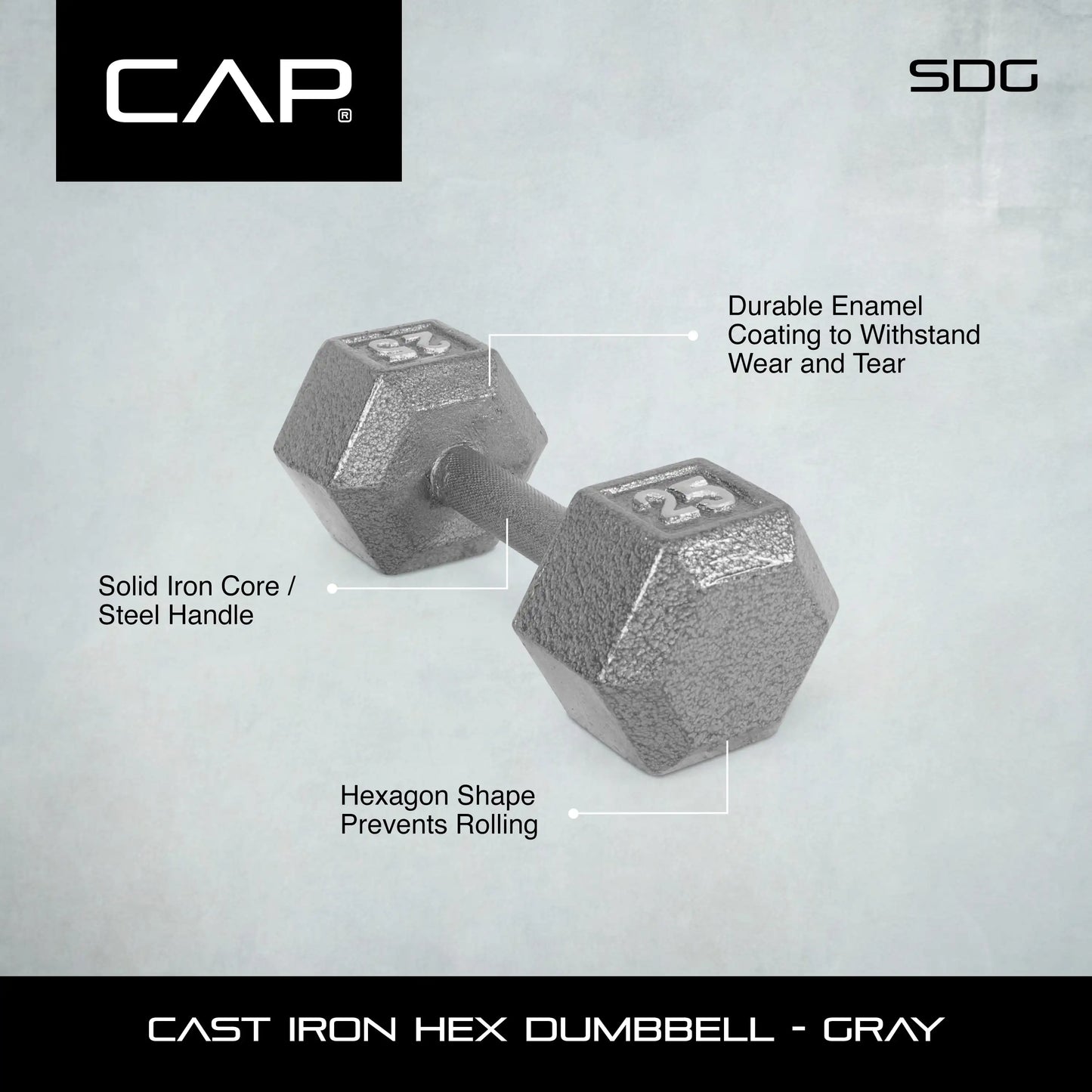 Barbell 12lb Cast Iron Hex Dumbbell, Long-Lasting Performance,Single