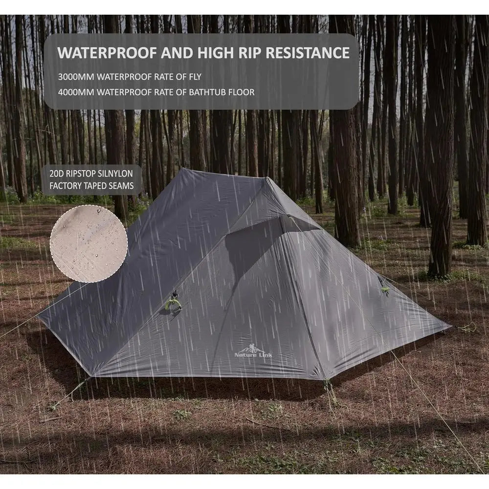 Ultralight 2-Person Backpacking Tent, Waterproof, Compact, 3-Season, Double Wall for Trekking, Camping, Hiking
