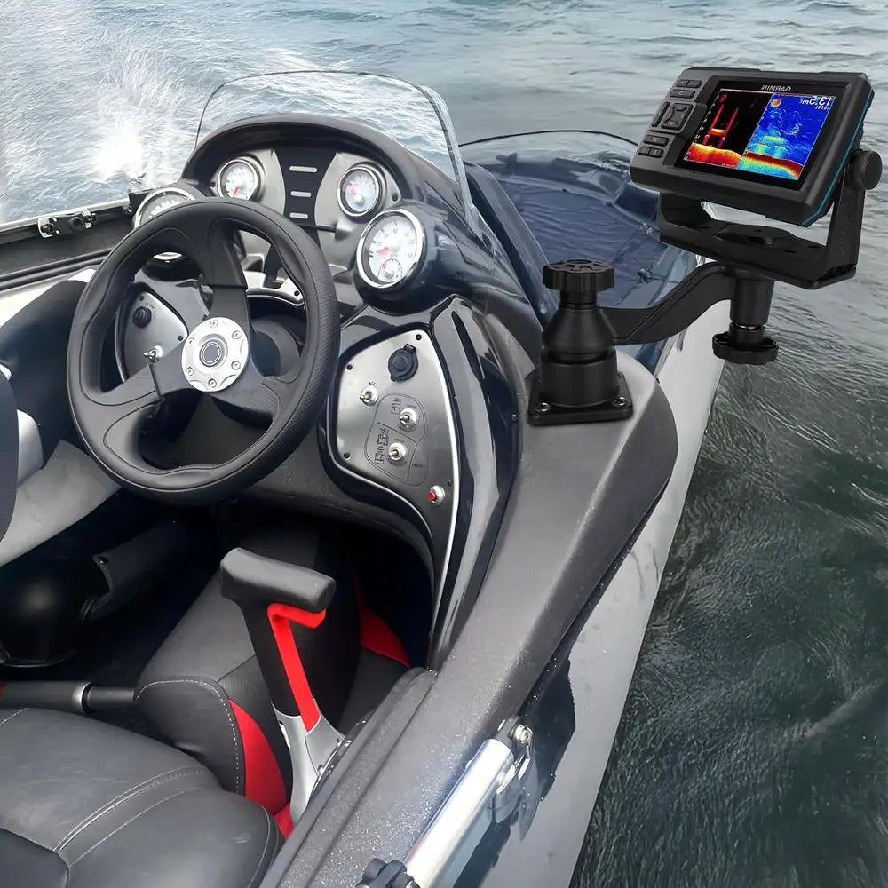 Swing Arm Fish Finder Mount, All Aluminum Heavy Duty Marine Electronic Mount for Boats & Kayak,Built for Saltwater, Big Waves, a