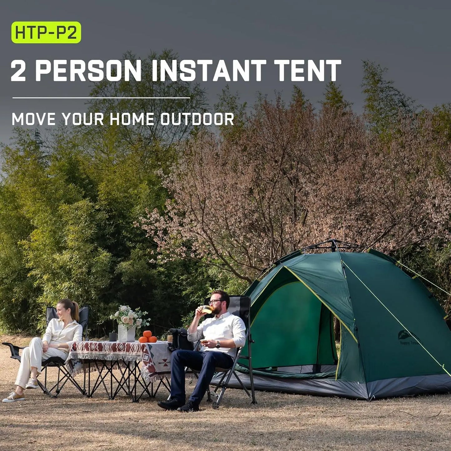 Instant Pop-Up Camping Tent for 1-4 People, Waterproof Windproof Easy Setup Portable Dome Tent