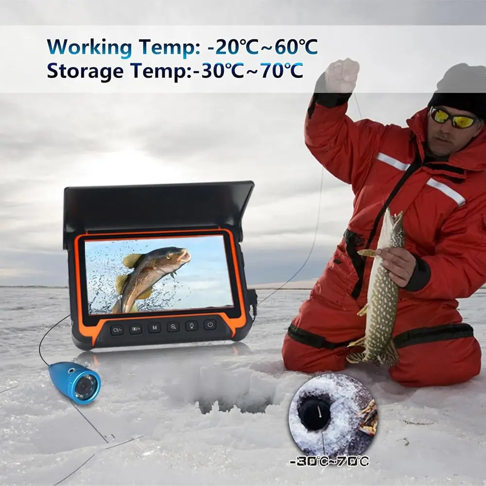 Underwater Fishing Camera,7''IPS Screen Fish Finder,1000TVL Ice Fishing Camera with 12pcs Infrared Lights,6H Battery,USB-C Charg