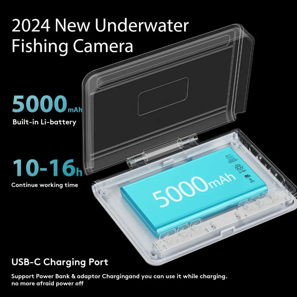 HD Underwater Fishing Cam with 4.3 Screen, 5000mAh Battery, 65ft Cable & 12 IR Lights for Boat & Ice Fishing