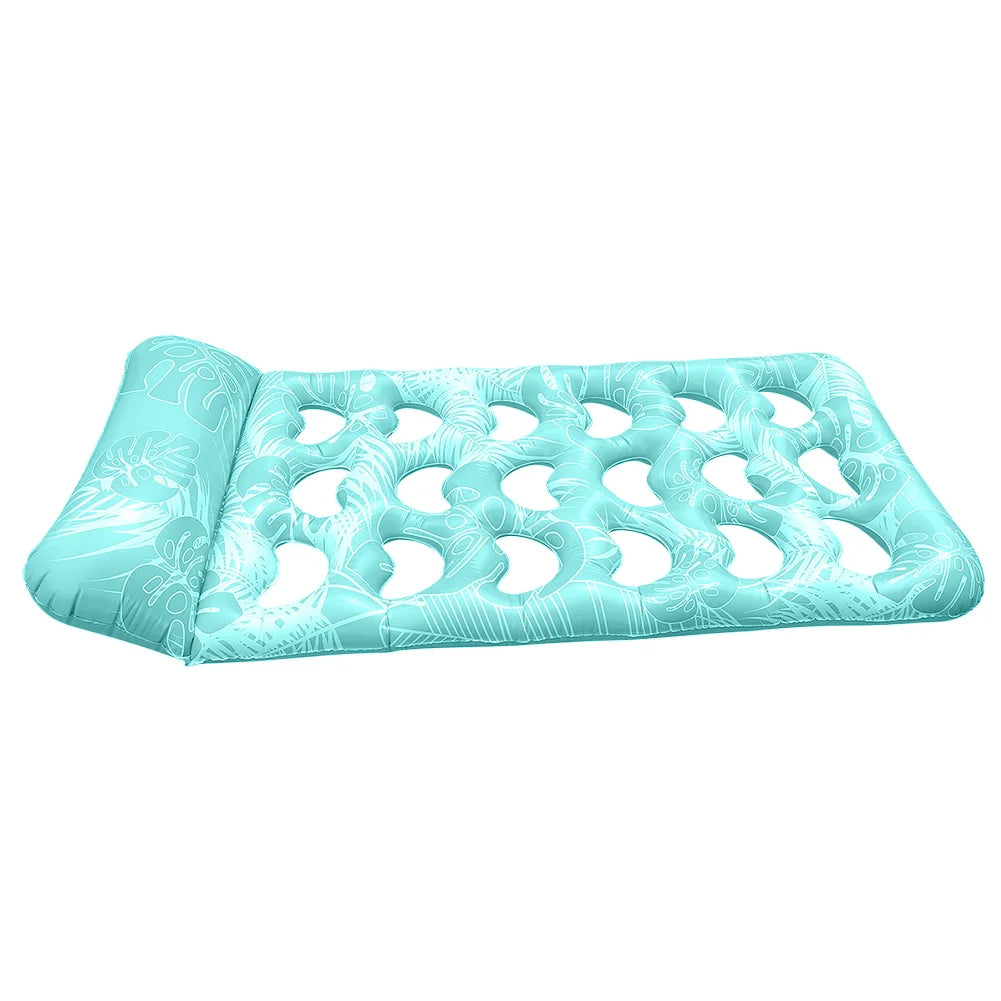 Inflatable Floating Bed with Headrest Inflatable Water Sleeping Bed Portable Swimming Pool Air Mattress for Swimming Pool Party