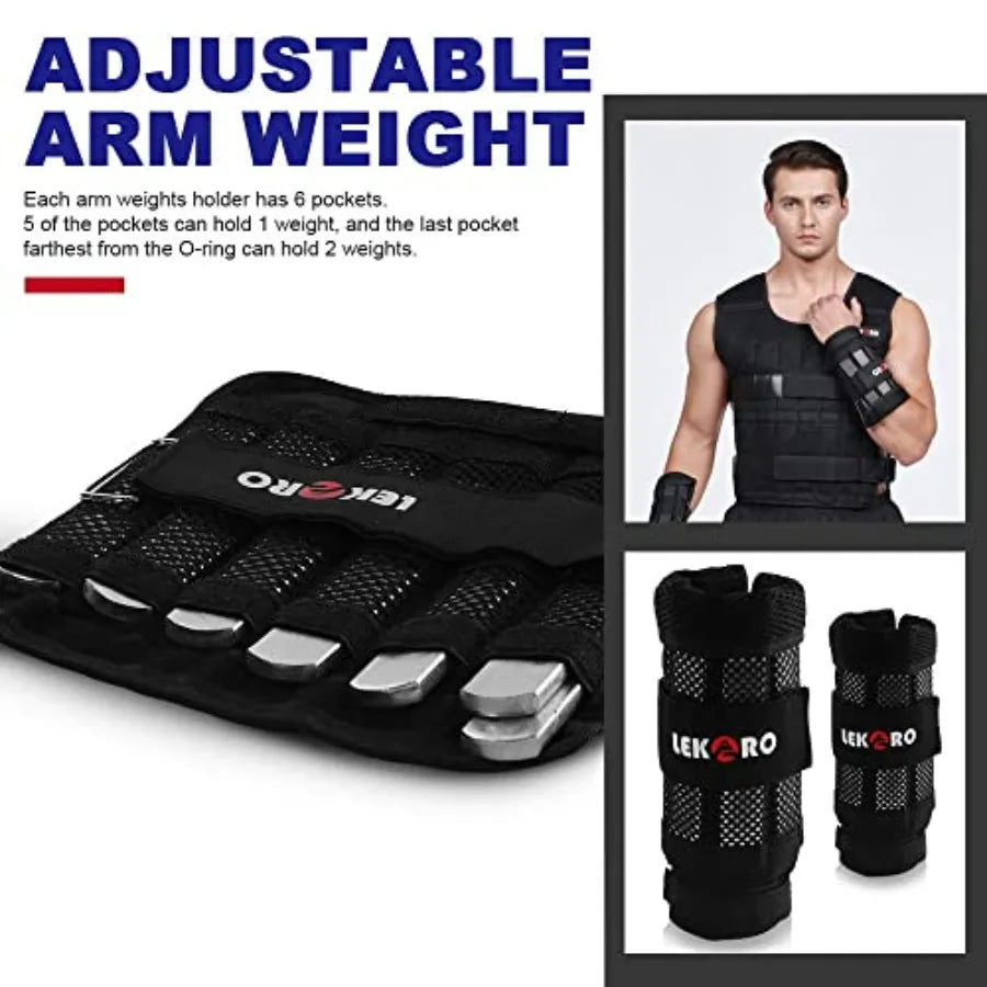 Adjustable Weighted Vest for Men Women Workout 10-50lbs Removable Steel Plates Strength Training Cardio Fitness Vest in Black