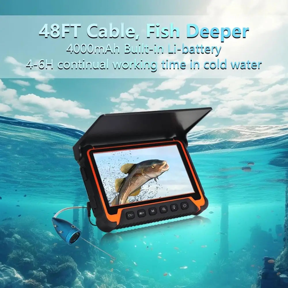 Underwater Fishing Camera,7''IPS Screen Fish Finder,1000TVL Ice Fishing Camera with 12pcs Infrared Lights,6H Battery,USB-C Charg