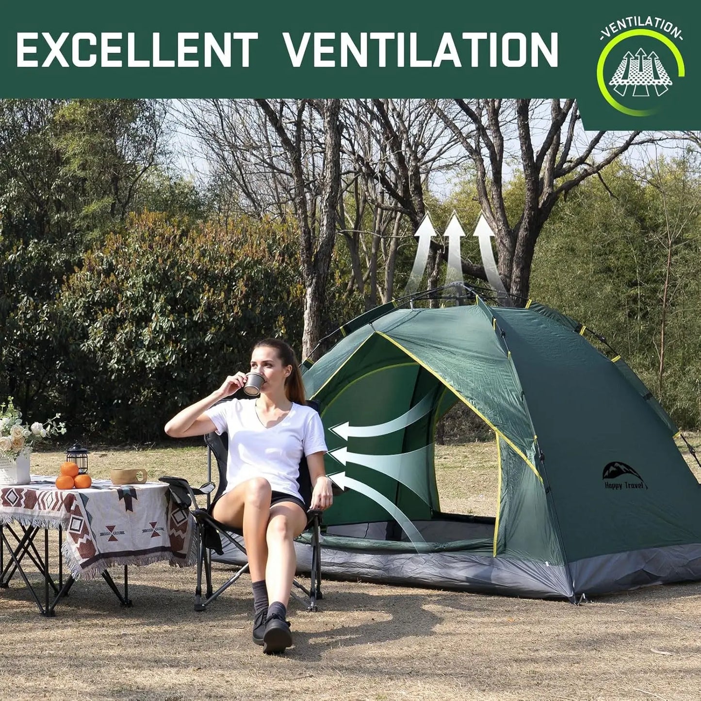 Instant Pop-Up Camping Tent for 1-4 People, Waterproof Windproof Easy Setup Portable Dome Tent