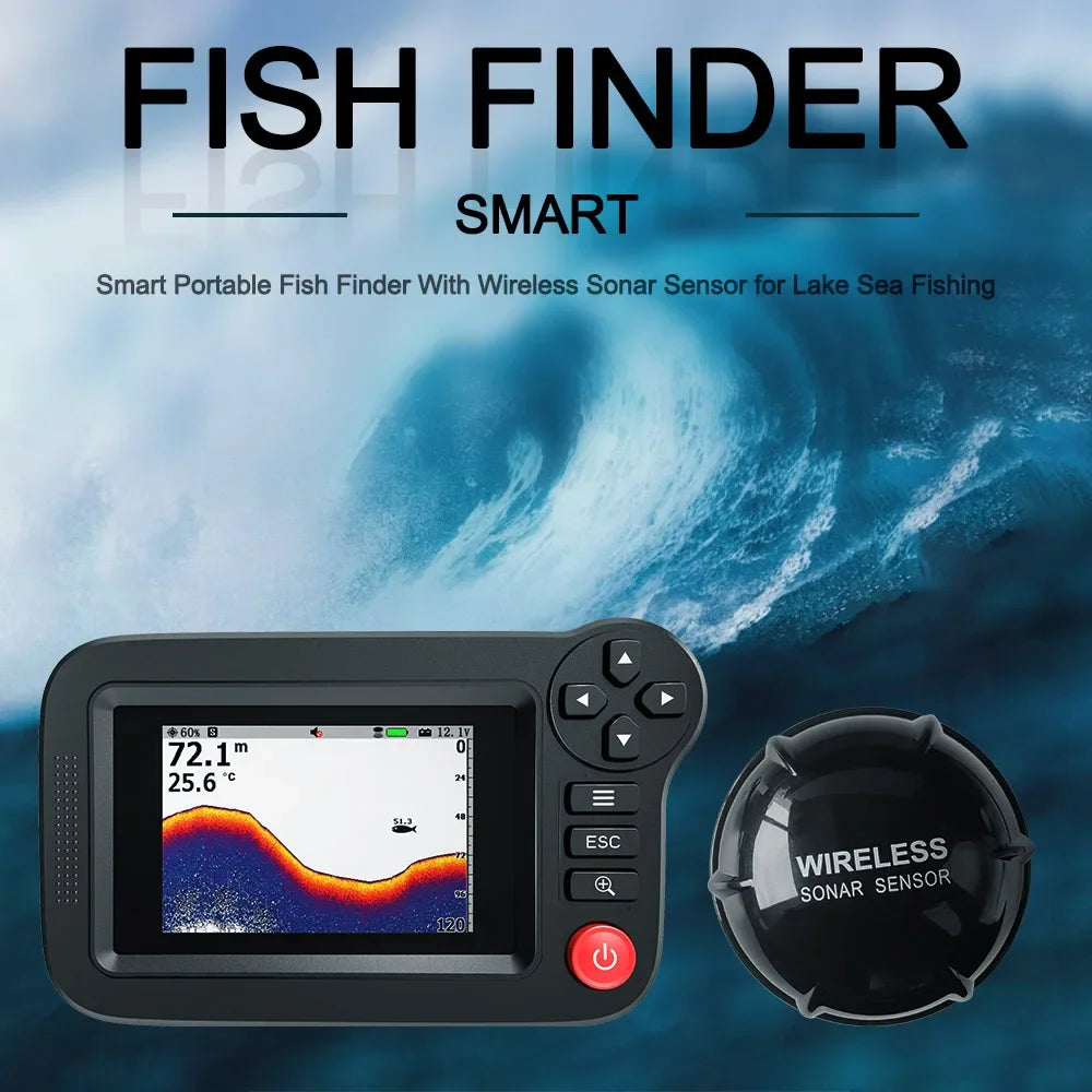 PUPOPAN Smart Fish Finder - Portable Fish Finder and Depth Finder For Recreational Fishing From Dock, Shore Or Bank Find fish
