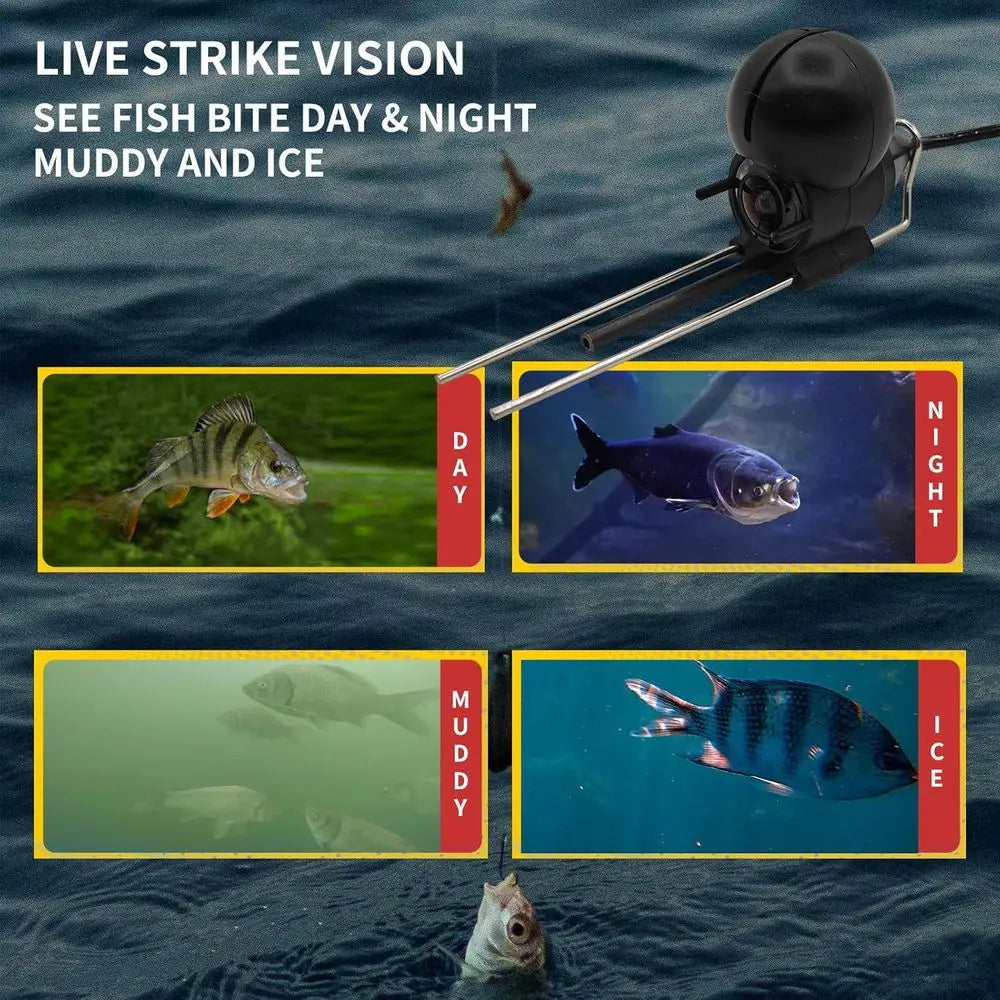 Underwater Fishing Camera| 10000mAh 18Hrs Night Vision Fish Finder, 5" 2000LUX Anti-Glare Screen, Mil-Grade Crash-Proof Camera,