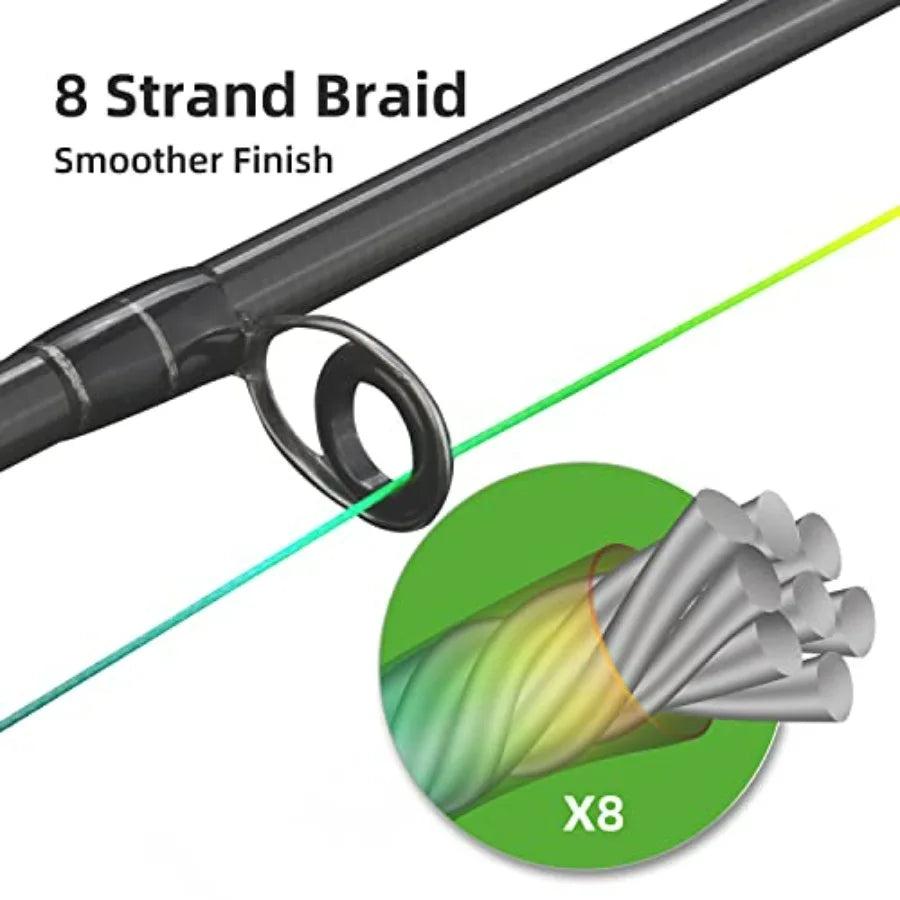 RUNCL 8 Strands Braided Fishing Line - High Visibility Colored Braid Line Super Strong Abrasion Resistant No Stretch 328yds 546