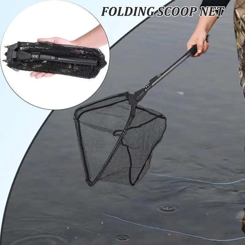 New Floating Fishing Net Aluminium Alloy Foldable Telescoping Landing Net Retractable Handle Nylon Mesh Sea Fishing Accessories