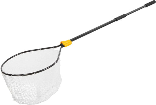Telescoping Fishing Net with Teardrop Hoop, 23" x 26", Adjustable Handle 35-60", Tangle-Free Micromesh, Black/Yellow