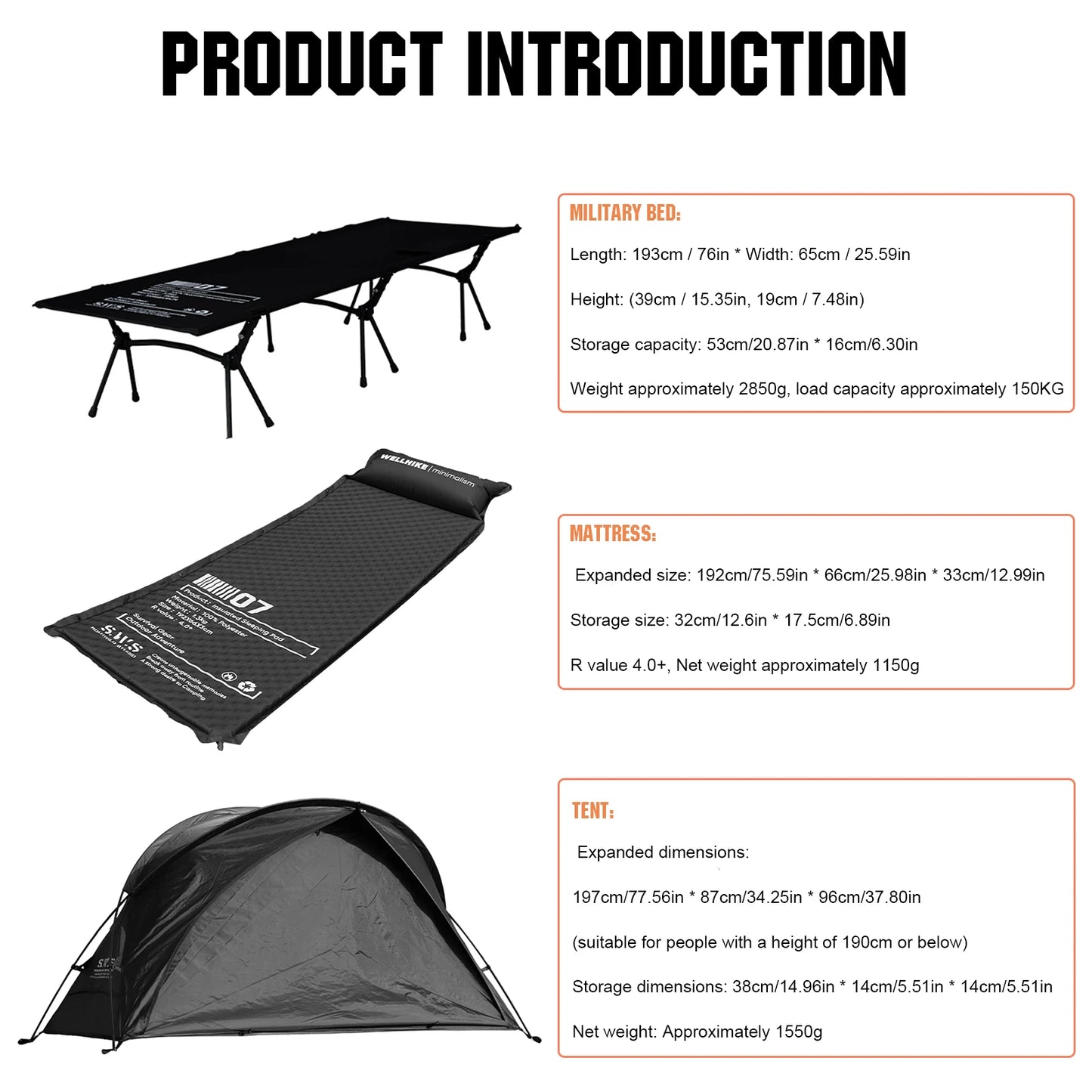 Portable Elevated Camping Tent Set with Storage Bag