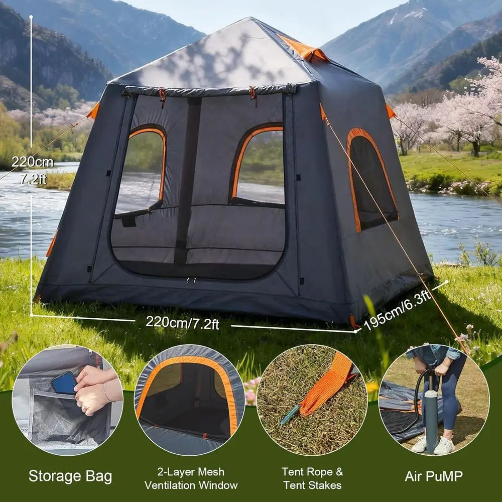 Portable 4-Season Waterproof Air Inflatable Tent For Family Camping Adventures
