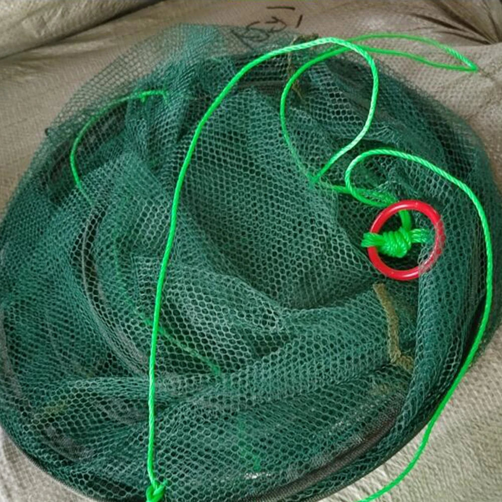Portable Foldable Fish Net Net Folded Fish Mesh Baits Trap Cast Crab Shrimp Cage Fishing Gadgets Mesh Fish Tool