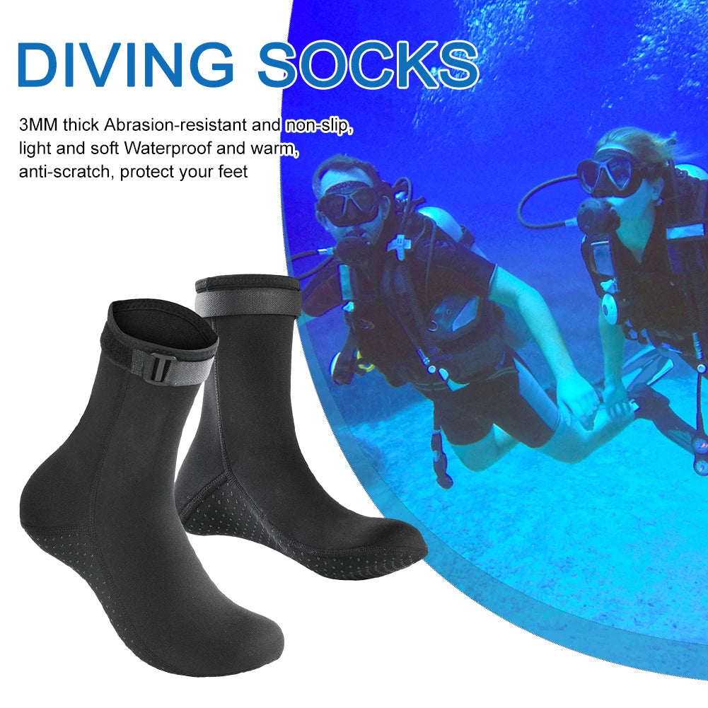 3mm Wetsuit Short Socks Winter Warm Unisex Diving Surfing Boots Anti Slip Neoprene Wearable Portable Lightweight for Water Sport