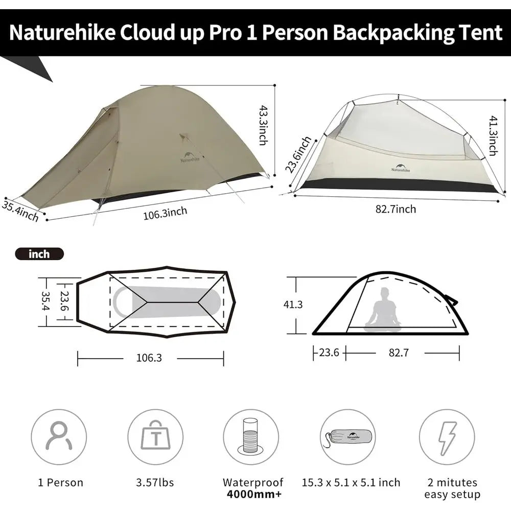 Ultralight Waterproof Backpacking Tent for Hiking and Camping