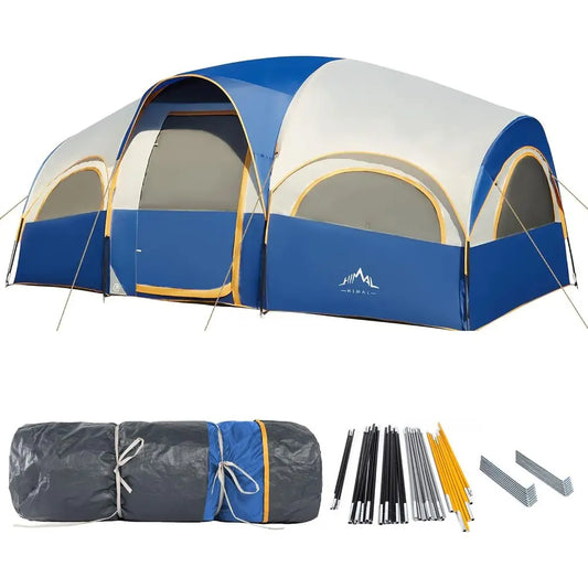 8-Person Waterproof and Windproof Family Tent with Rainfly, Divided Curtains for Privacy, Portable with Carry Bag