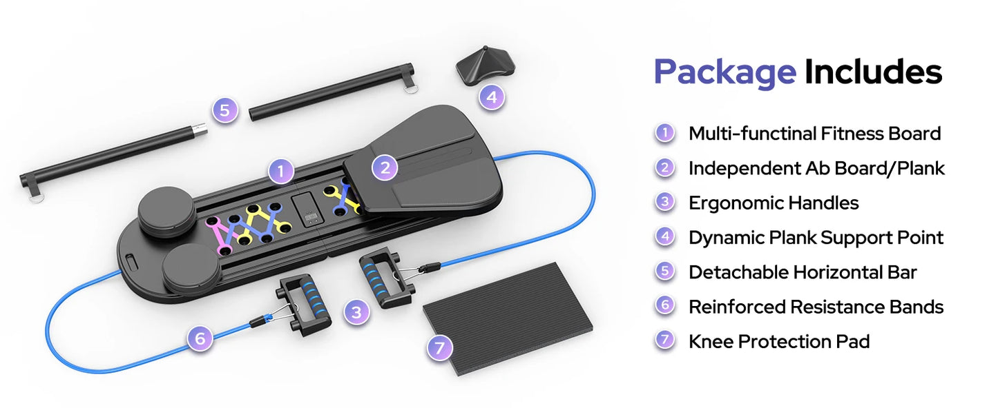 Pilates Board,Foldable Pilates Reformer Set 7 in 1 Multi-Purpose pilates equipment  Rayspace Portable Ab Core Trainer